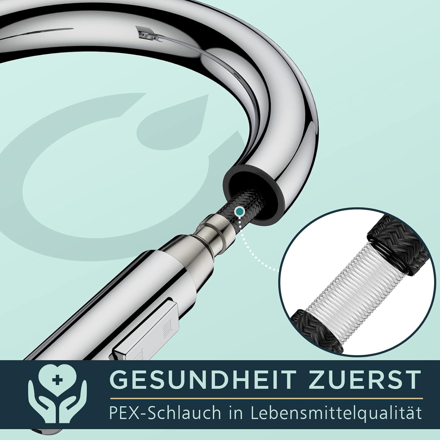 FORIOUS Wasserhahn Küche mit Herausziehbarer Brause, 360° Schwenkbar
