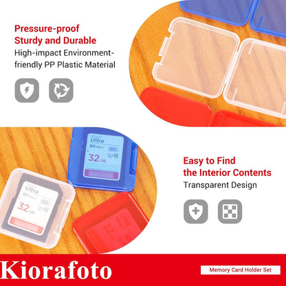 Kiorafoto SD Karten Aufbewahrung Hülle 24 Stk. Transparente Case mit Etiketten