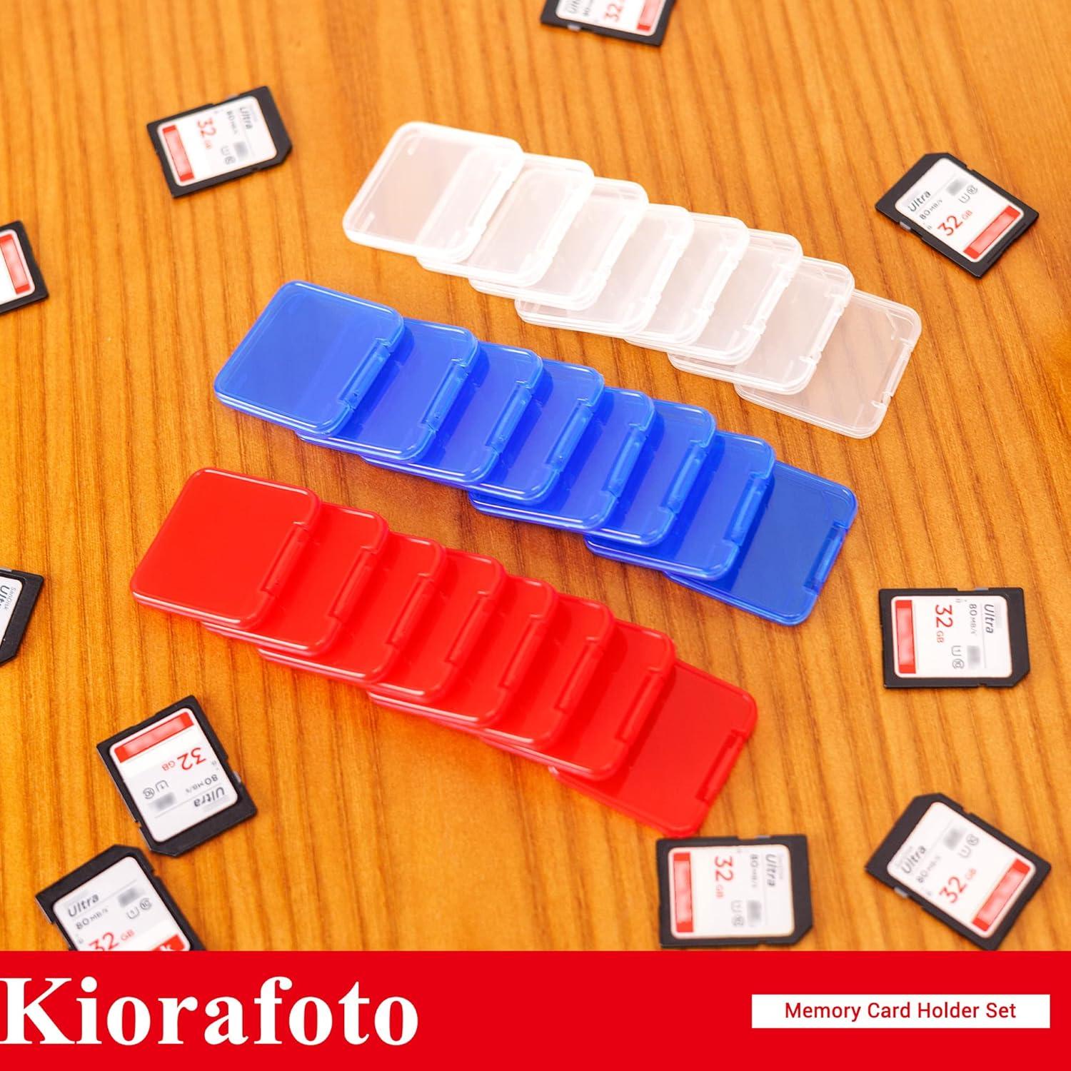 Kiorafoto SD Karten Aufbewahrung Hülle 24 Stk. Transparente Case mit Etiketten