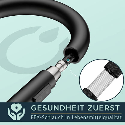 FORIOUS Schwarz Küchenarmatur mit herausziehbarer Brause - 360° schwenkbar