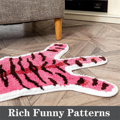 Rutschfeste Badematte Tiger Rosa Braun - Weiche Fußmatte für Bad & Co.