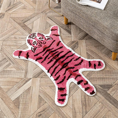 Rutschfeste Badematte Tiger Rosa Braun - Weiche Fußmatte für Bad & Co.