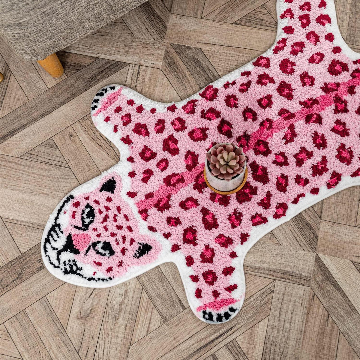 Rutschfeste Badematte Leoparden-Design Rosa - Weich & Kuschelig