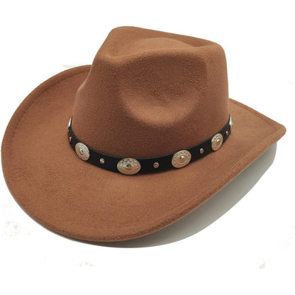 Cowboyhut mit Band und Metallakzenten in Lederoptik