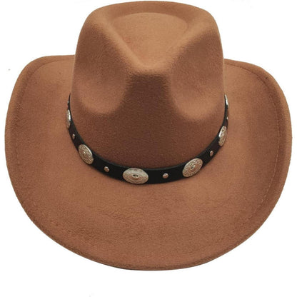 Cowboyhut mit Band und Metallakzenten in Lederoptik