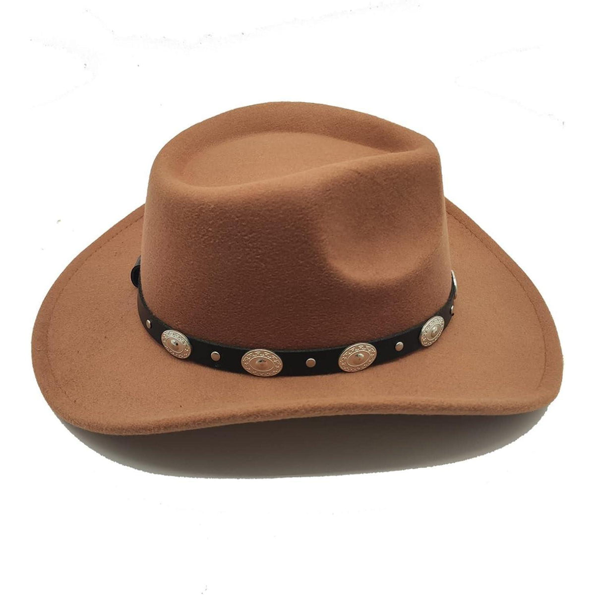 Cowboyhut mit Band und Metallakzenten in Lederoptik