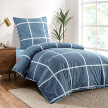 Bettwäsche Set 155x220 Blau Karo Muster Mikrofaser Bügelfrei