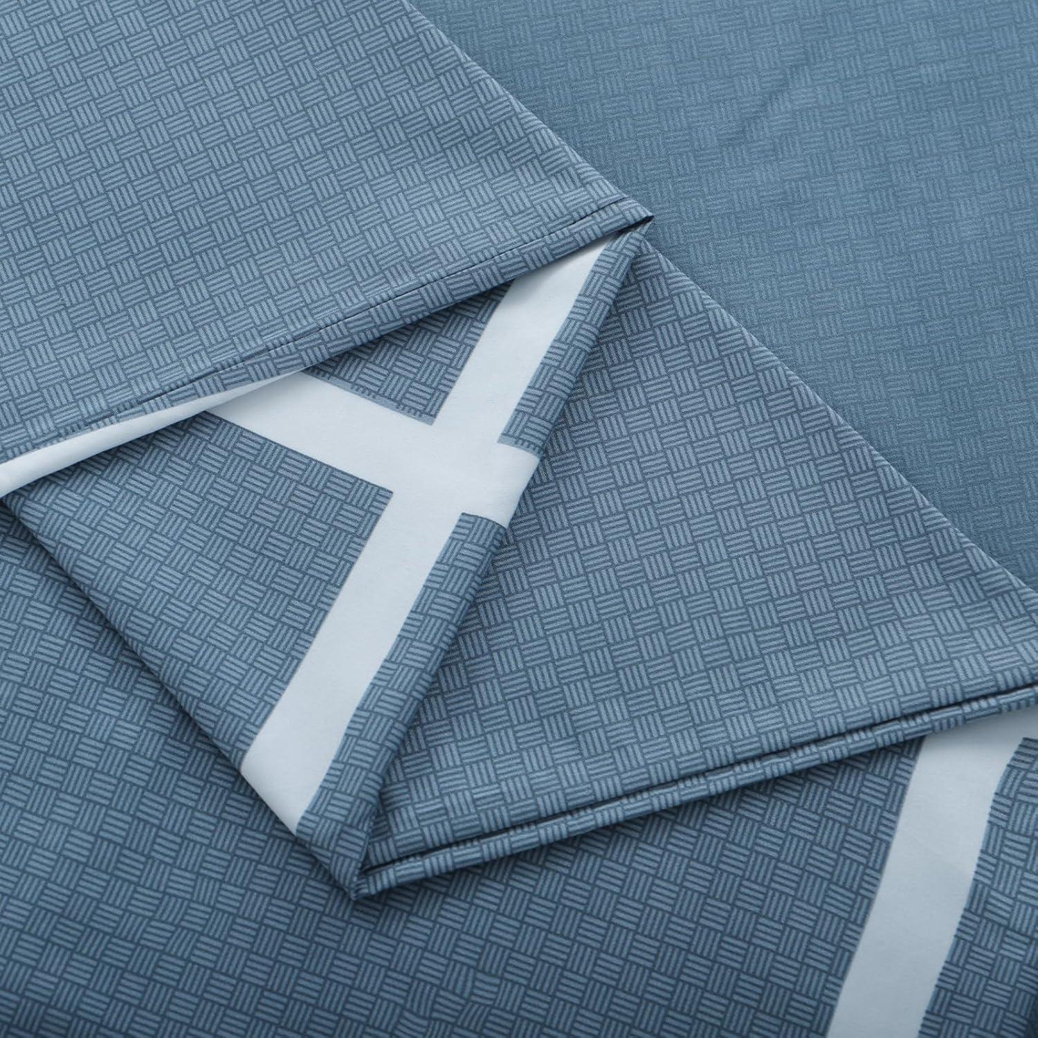 2tlg. Bettwäsche-Set 155x220 Blau Karo Muster Mikrofaser Reißverschluss