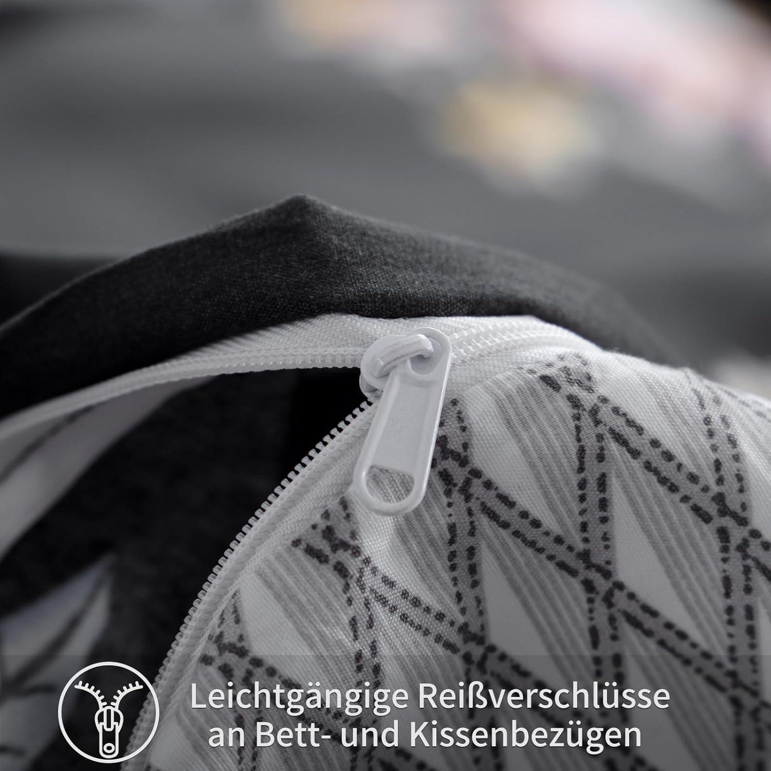 Bettwäsche Set 135x200 Schwarz Blumen Mikrofaser