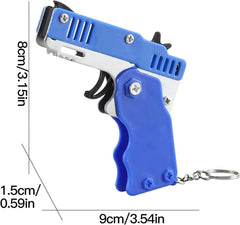 Mini Gummibandpistole aus Metall, klappbar, 6-Schuss, blau