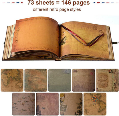 DIY Vintage Travel Scrapbook Album 8.9x7.7 Inch - Geschenk für