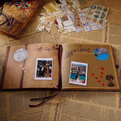 Vintage Travel Fotoalbum 8.9x7.7 Inch Scrapbook Album zum Selbstgestalten