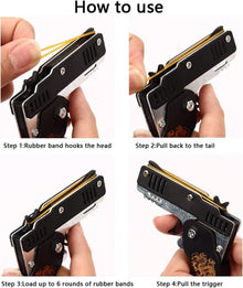 Mini Gummibandpistole Metall klappbar 6-Schuss