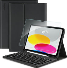 QWERTZ Tastatur Hülle für iPad 10.9 Zoll 2022 - Bluetooth Schwarz