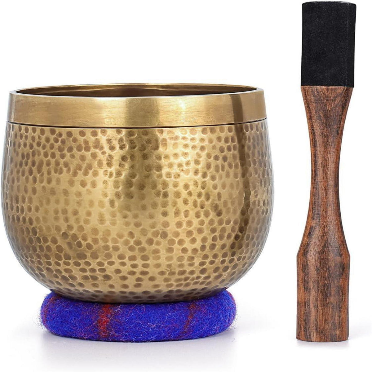 Tibetanische Klangschale 14 cm, handgehämmert, Meditationsset