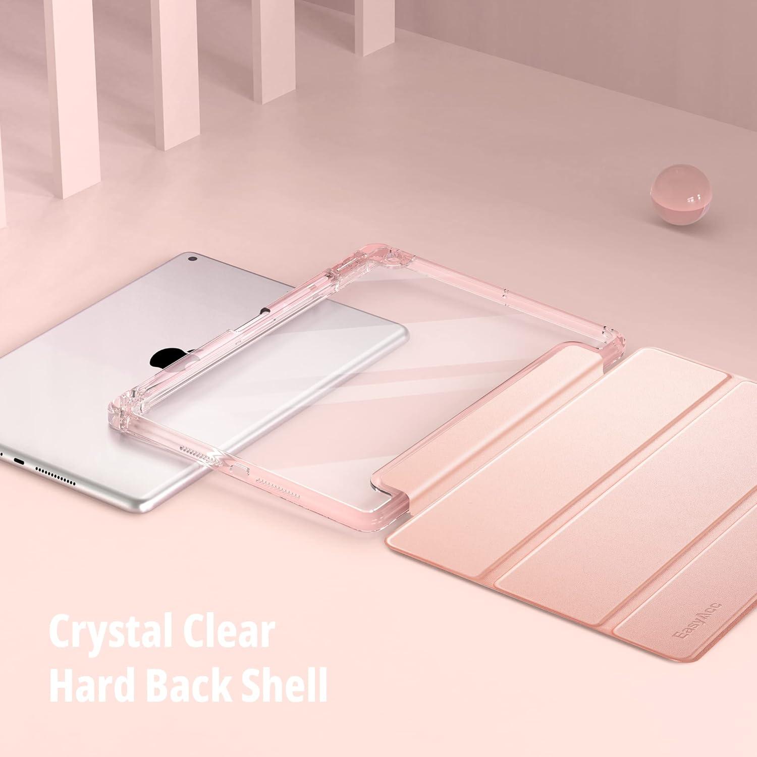 EasyAcc iPad 9 8 7 Hülle Stoßfest Transparenter Rückschale Roségold
