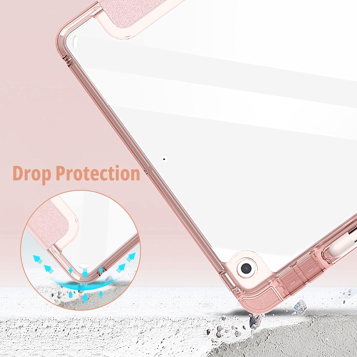 EasyAcc iPad 10,2 Zoll Hülle mit Stifthalter Roségold Stoßfeste Schutzhülle