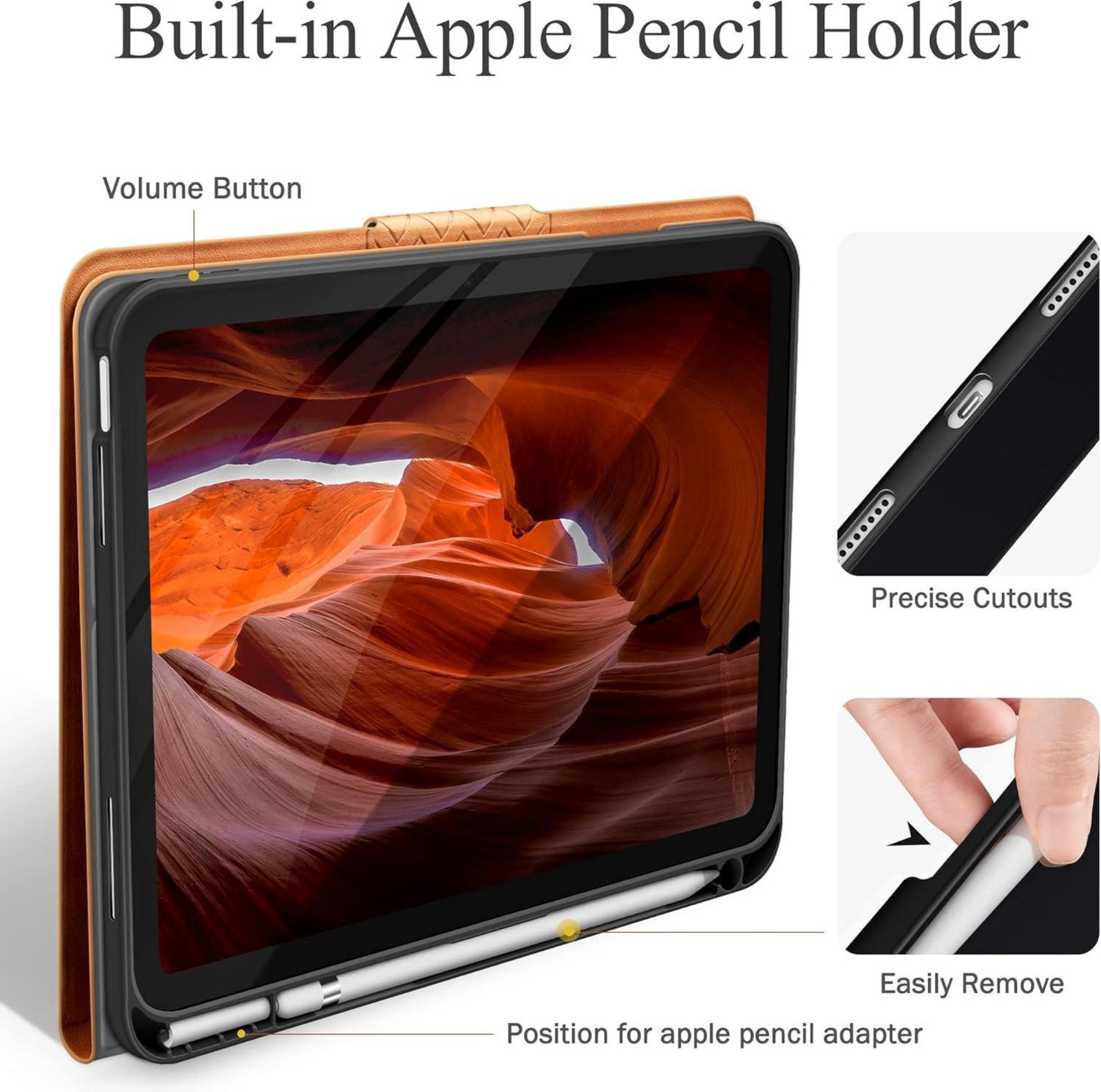 AUAUA iPad 10. Generation 2022 Hülle 10,9 Zoll PU Leder Braun