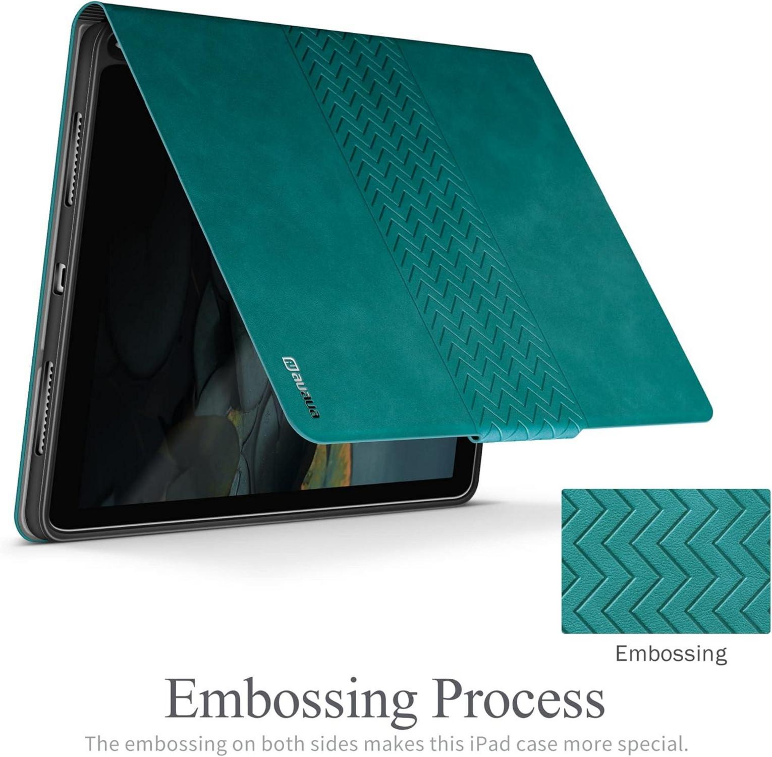 iPad 10. Generation 2022 Hülle mit Stifthalter, Auto Sleep/Wake, PU Leder Cover Grün