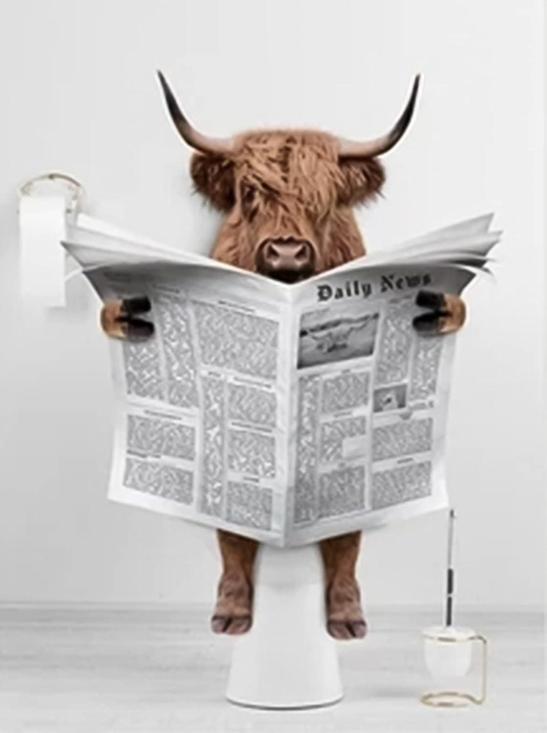 Trayosin 3-teiliges Premium Poster Set Hochland Kuh Leinwand Bad Wandkunst 21x30cm