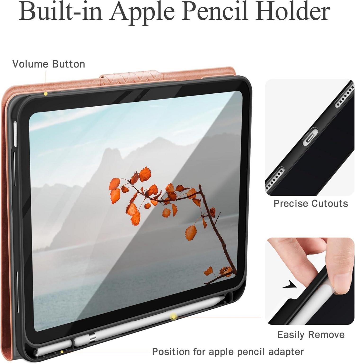 Hülle für iPad 10. Generation 2022, 10,9 Zoll Rosa PU Leder Auto