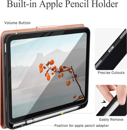 Hülle für iPad 10. Generation 2022, 10,9 Zoll Rosa PU Leder Auto