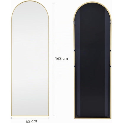 Großer Gewölbter Standspiegel mit Goldrahmen – 161 x 52 cm