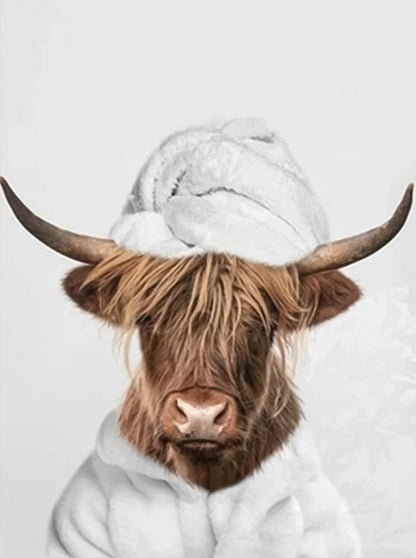 Hochland Kuh Poster Set lustige Badewanne Leinwand Kunst 40x50cm