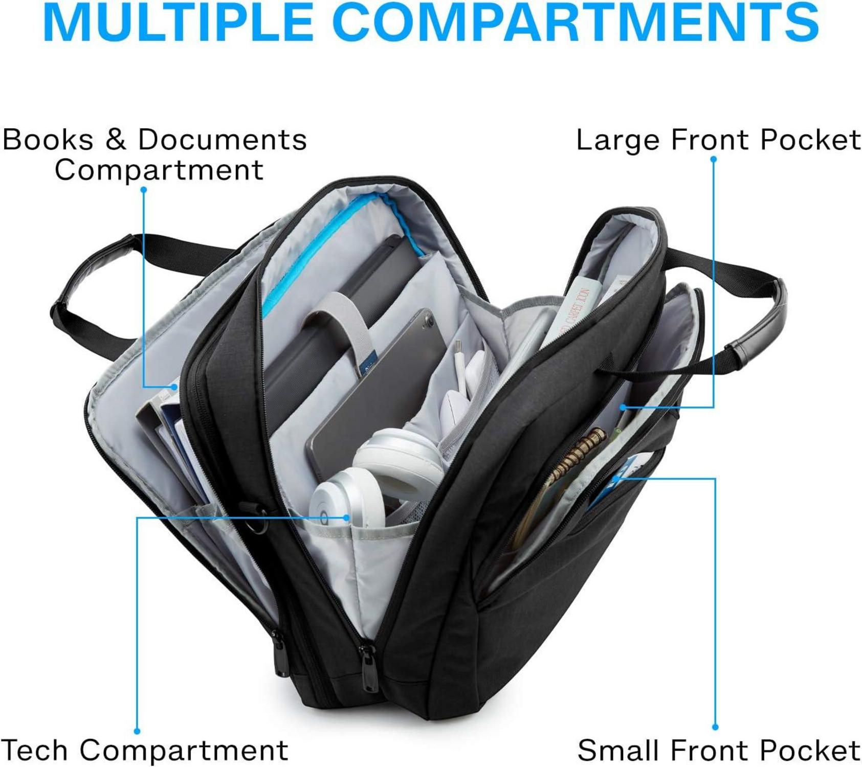 17,3-Zoll Laptoptasche Erweiterbar Schwarz Wasserabweisend