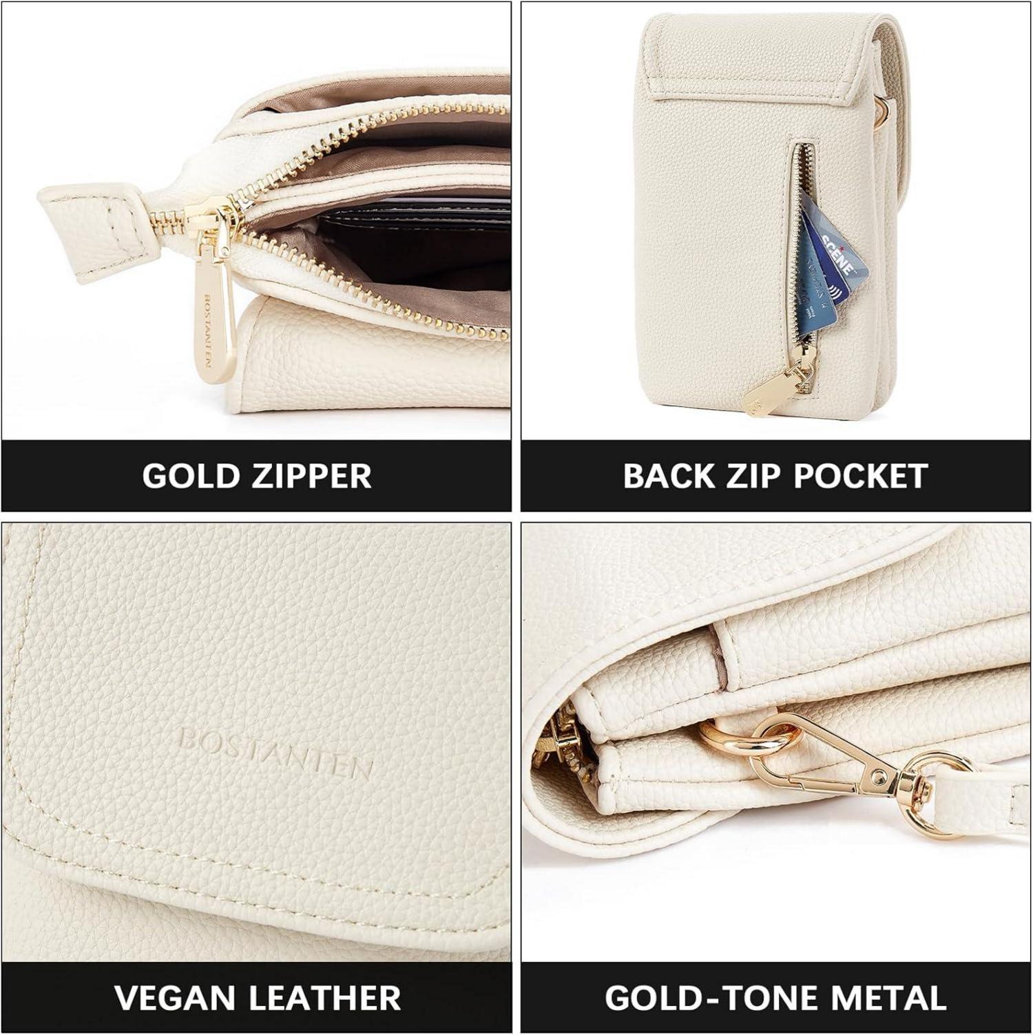 Kleine Umhängetasche Damen PU Leder Handytasche Geldbörse Beige