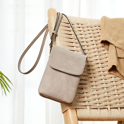 BOSTANTEN Damen Handytasche Umhängetasche, PU Leder Designer Grau