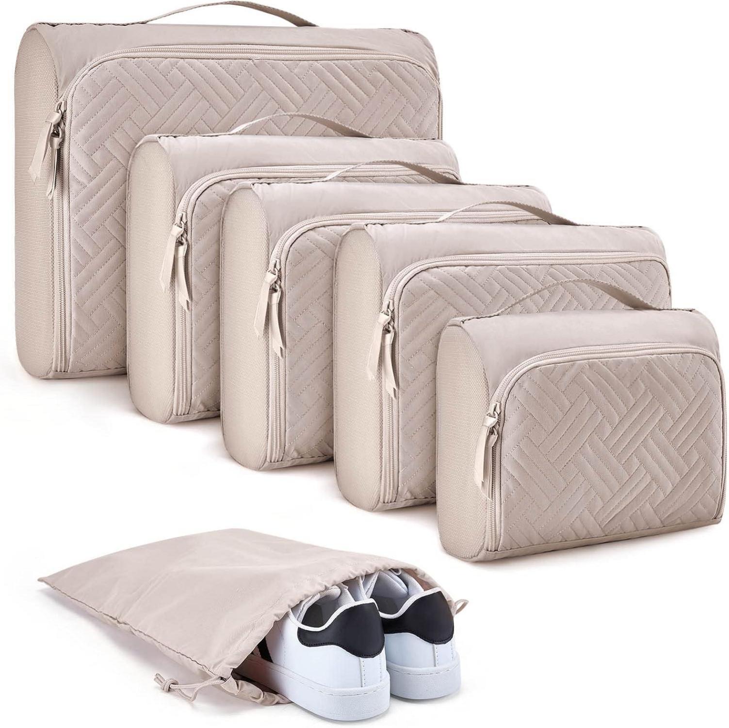Packwürfel-Set Packtaschen für Reisen Urlaub Beige