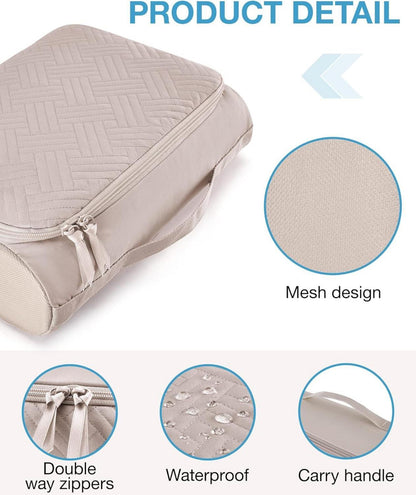 Packwürfel-Set Packtaschen für Reisen Urlaub Beige