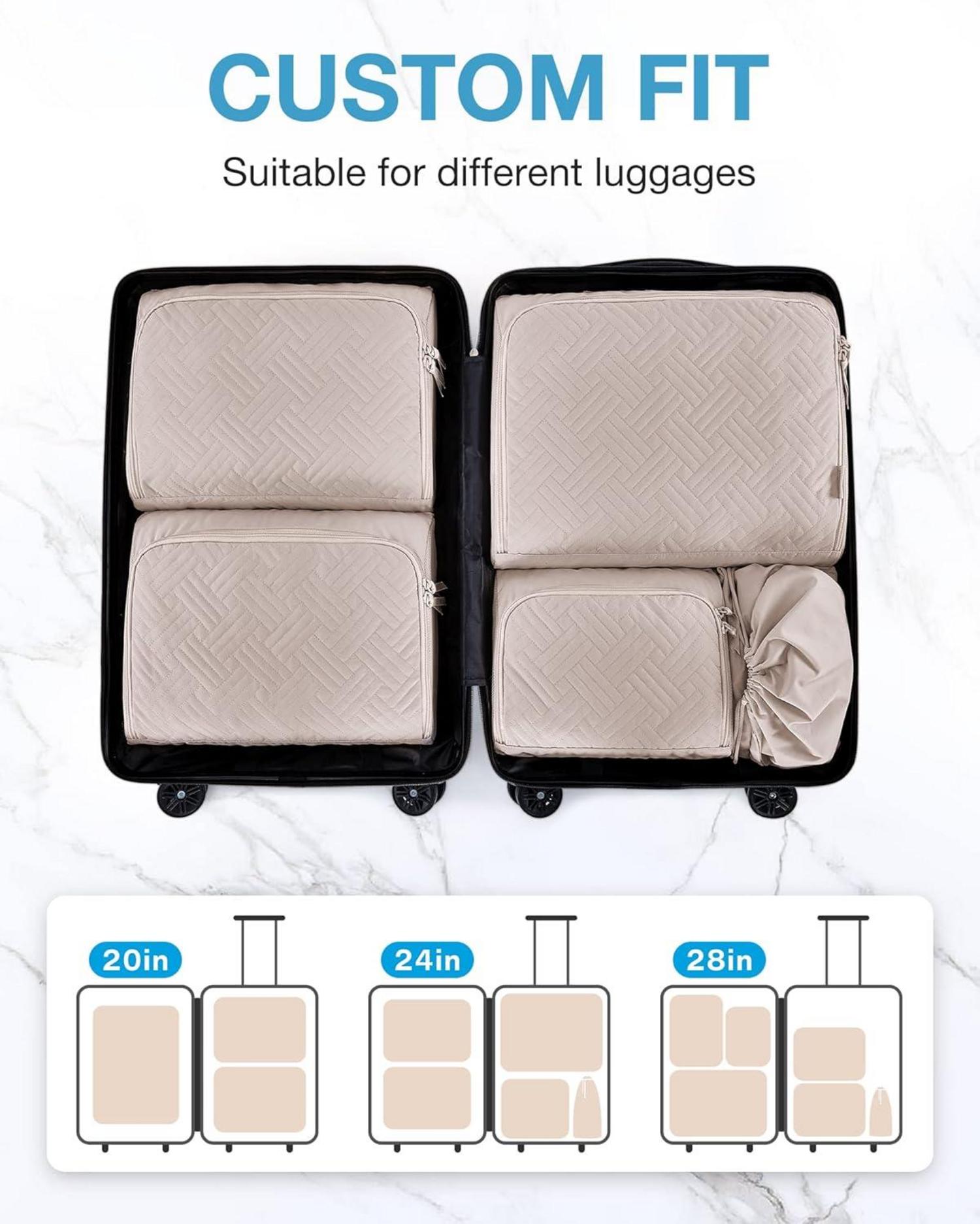 Packing Cubes Set Reisen Koffer Organize Beige Unterwäsche Organizer