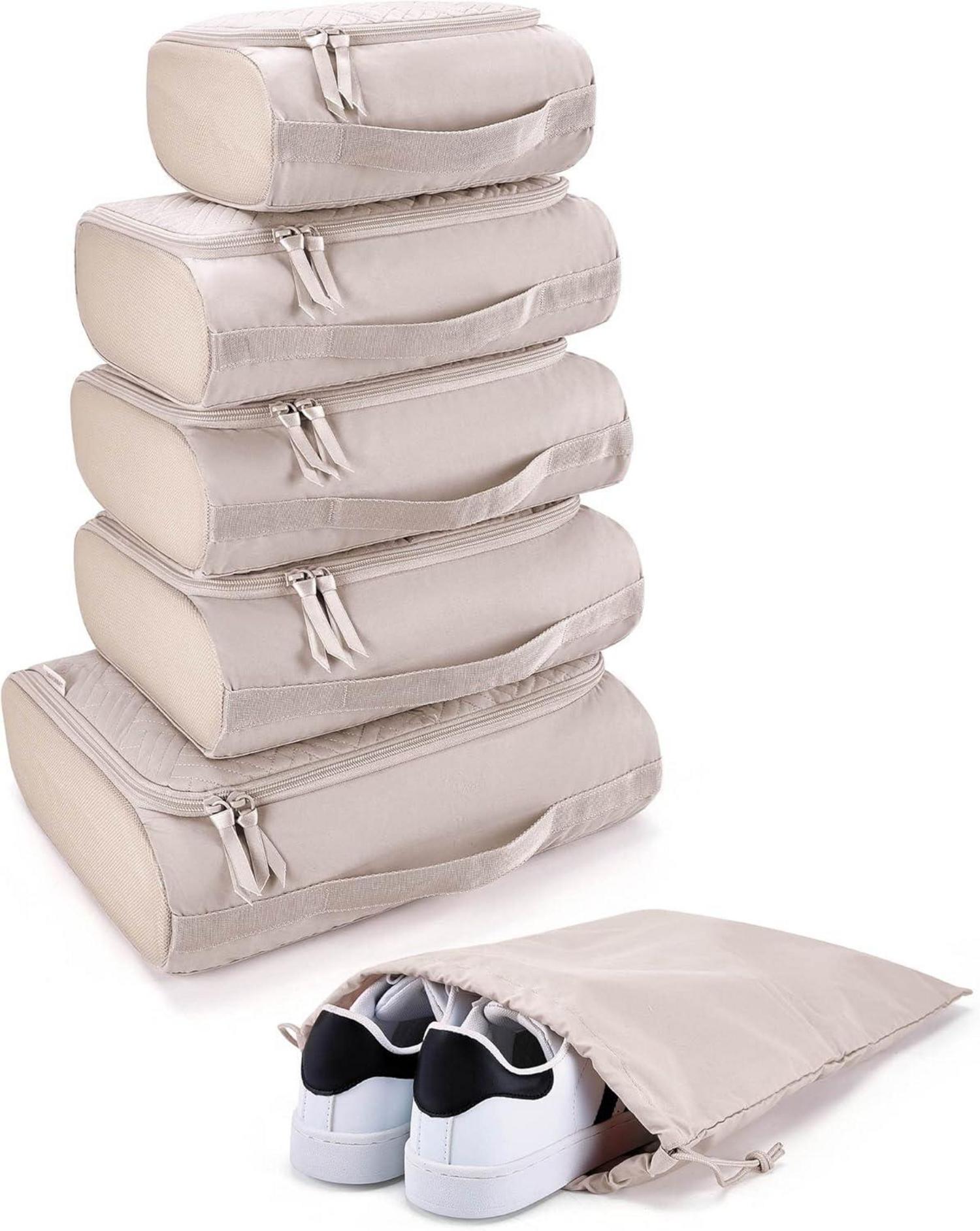 Packing Cubes Set Reisen Koffer Organize Beige Unterwäsche Organizer