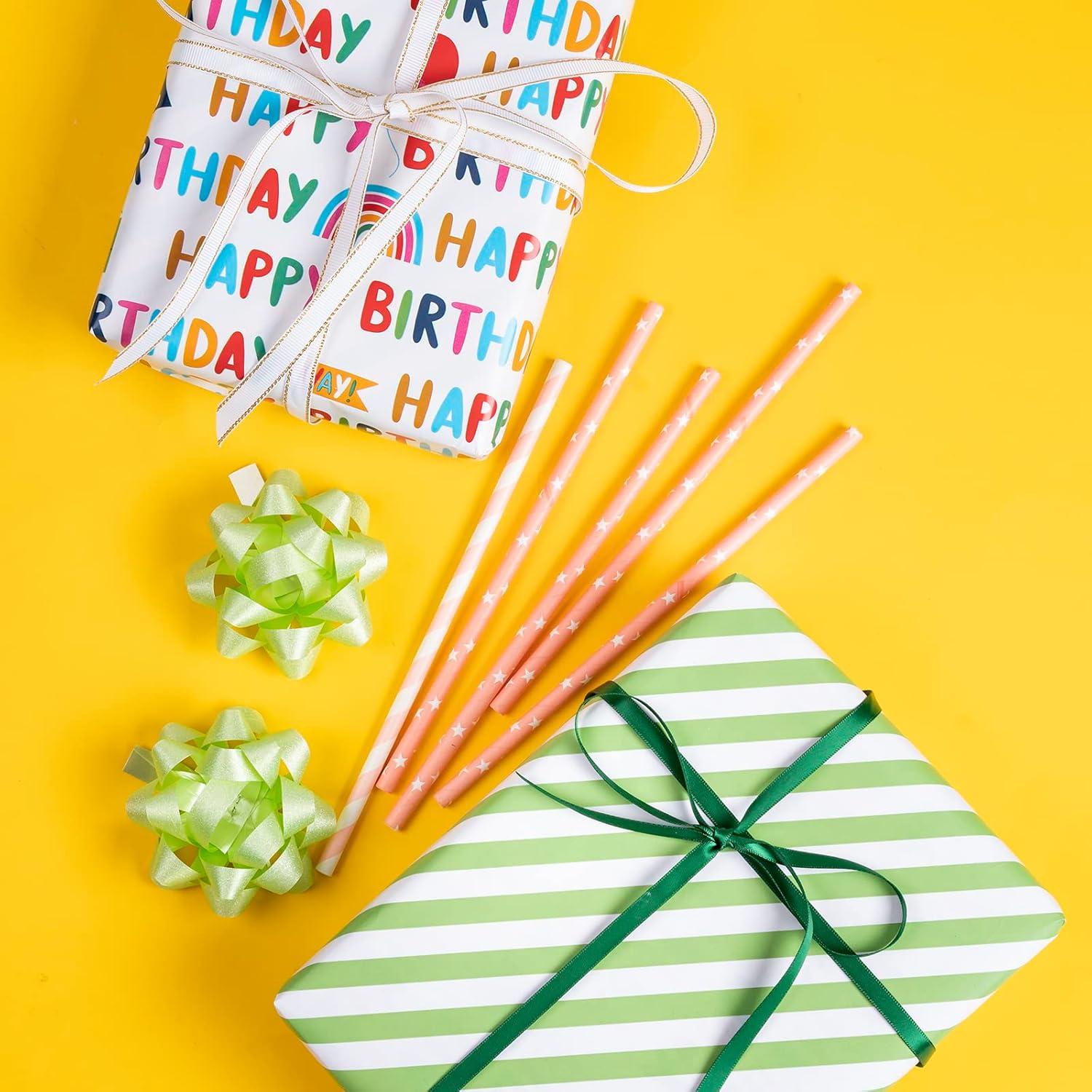 43,2 cm X 10 m Buntes Happy Birthday Geschenkpapier Wendbar