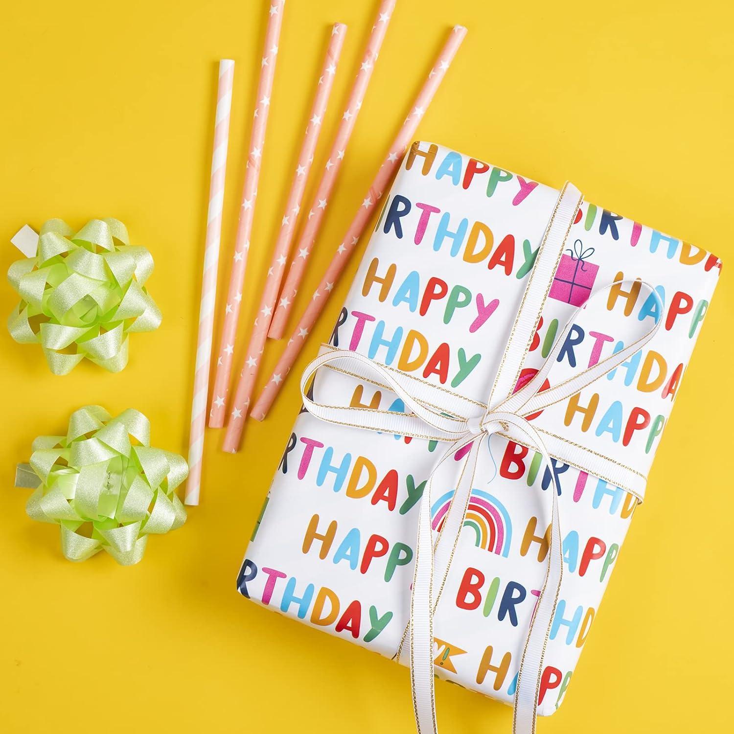 Wendbares Geburtstags-Geschenkpapier 43,2 cm X 10 m Buntes Happy