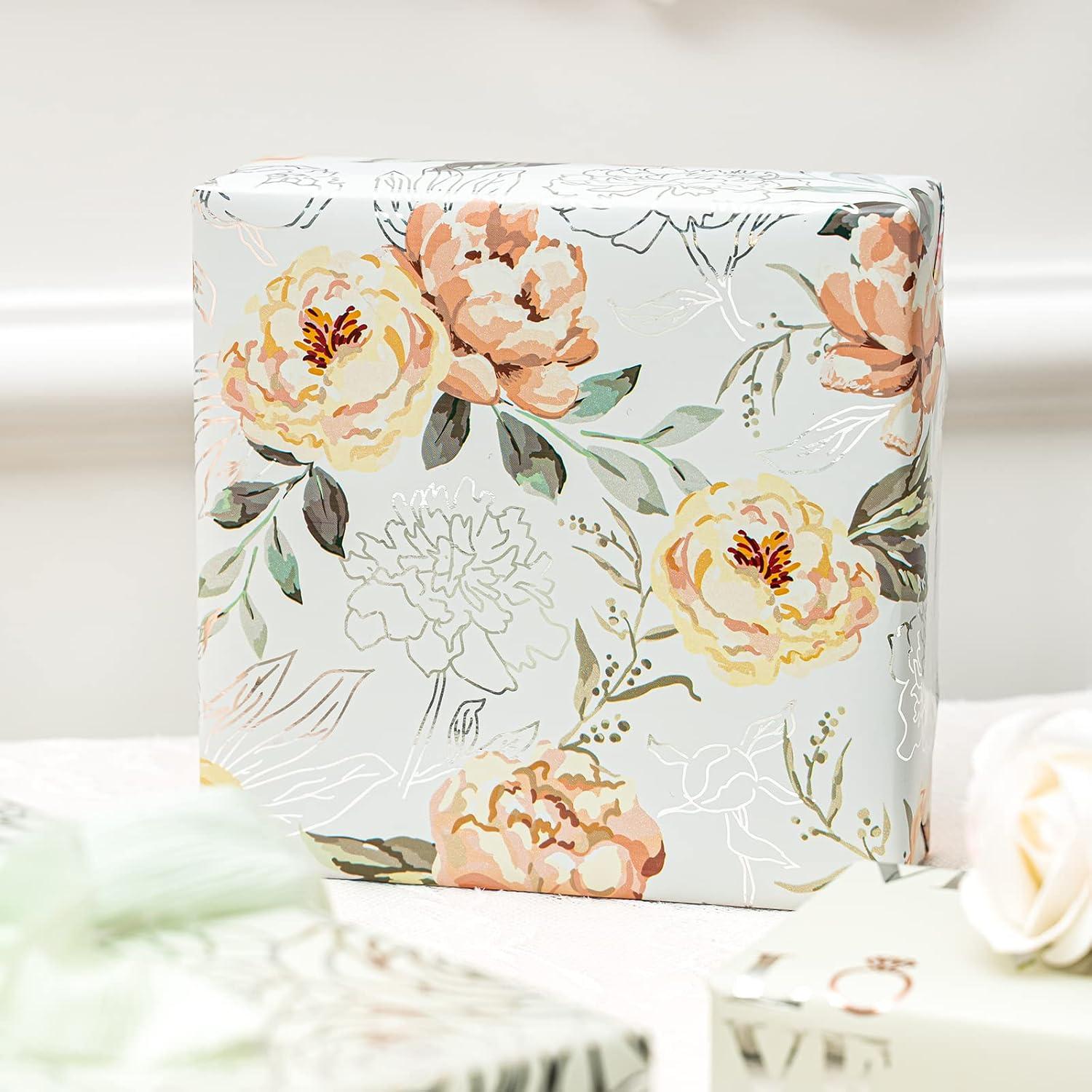 Hochzeits-Geschenkpapierrolle Mini-Rolle Silberne Designs 42,5