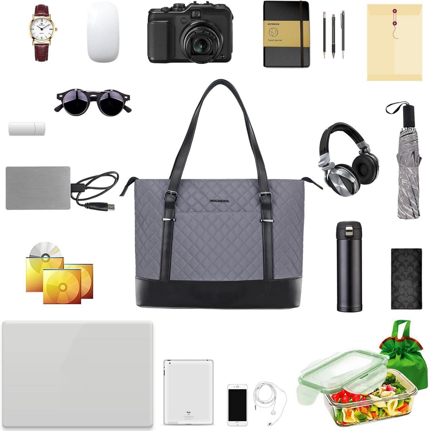 Laptoptasche Damen Handtasche Grau 15,6 Zoll Tote Bag