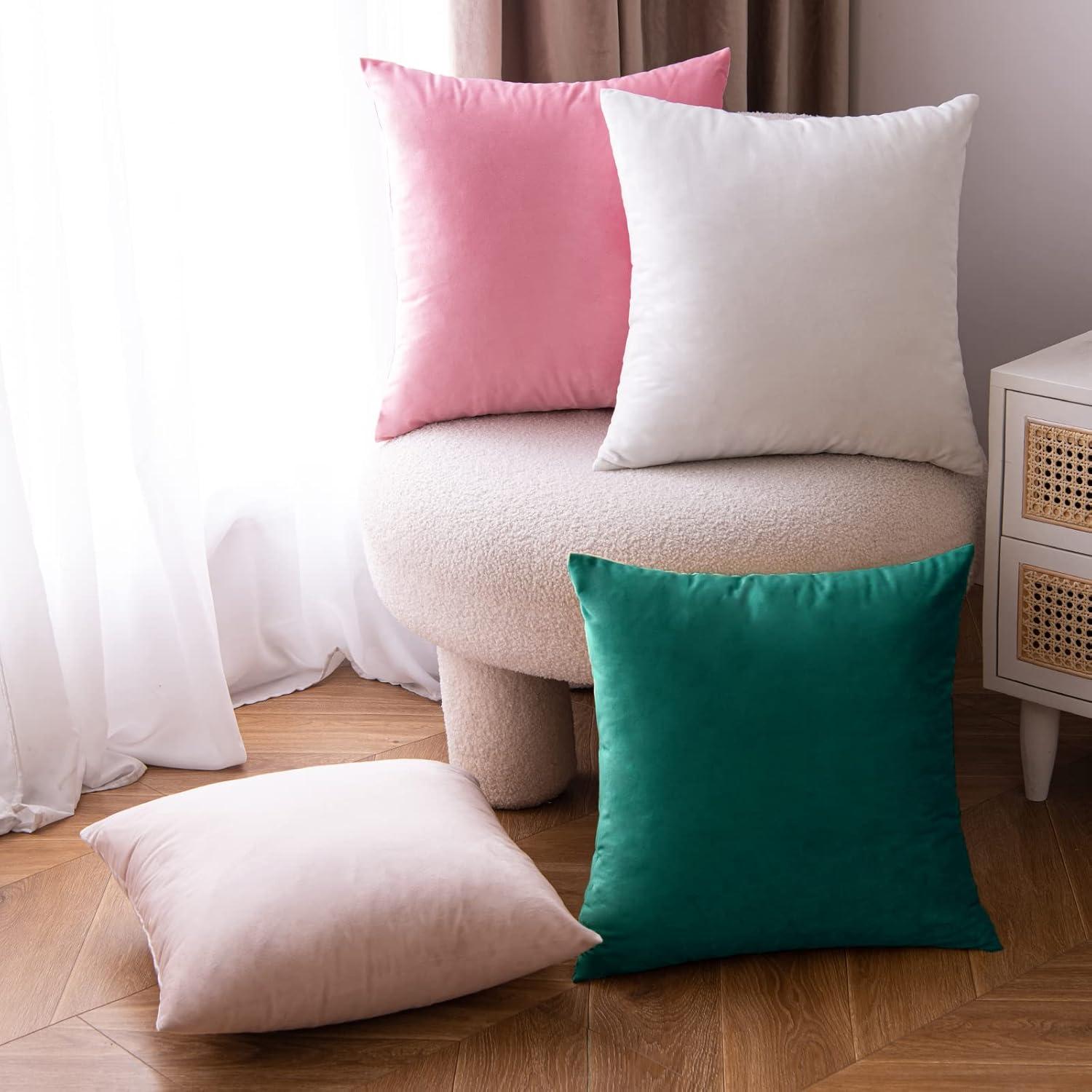 Samt Kissenbezug Deko Sofakissen 2er Set 45x45cm Malachitgrün