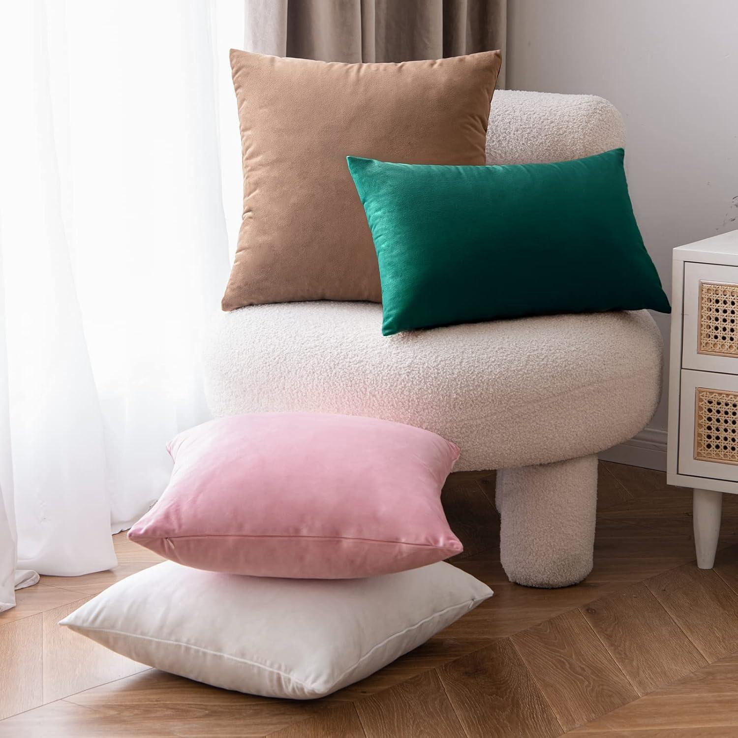 Samt Kissenbezug 45x45 cm Malachitgrün 2er Set Dekorative Sofakissen