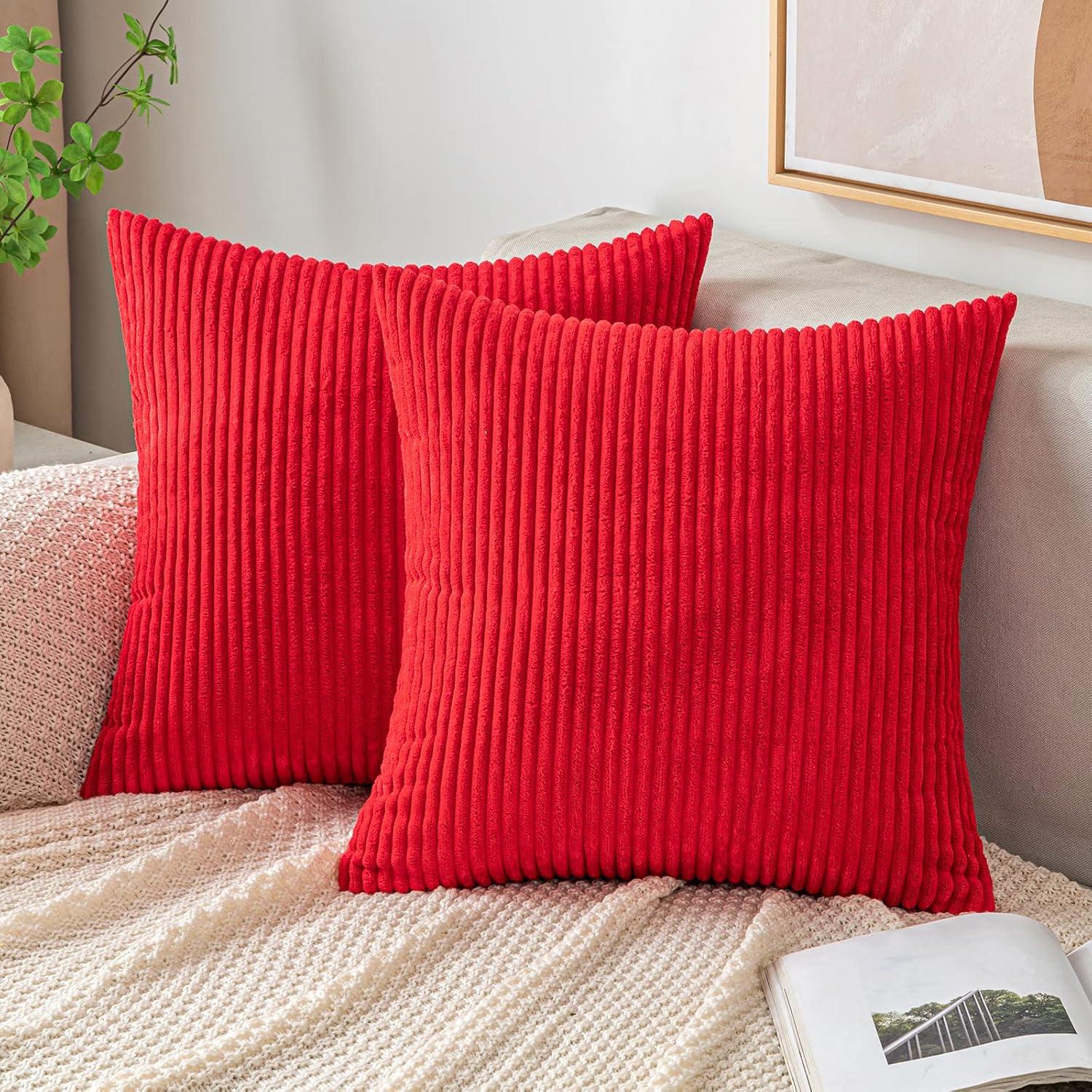 Dekorativer Kissenbezug Kordsamt 45x45cm Rot 2er Set