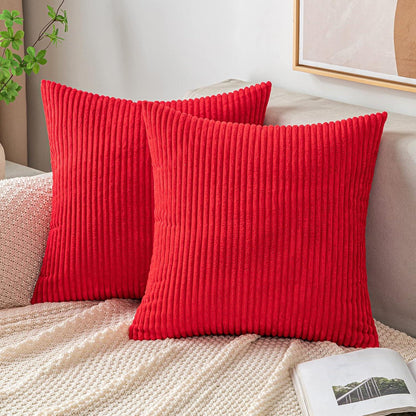 Dekorativer Kissenbezug Kordsamt 45x45cm Rot 2er Set