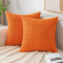 Herbst Kordsamt Zierkissenbezug 2er Set Orange 45x45cm
