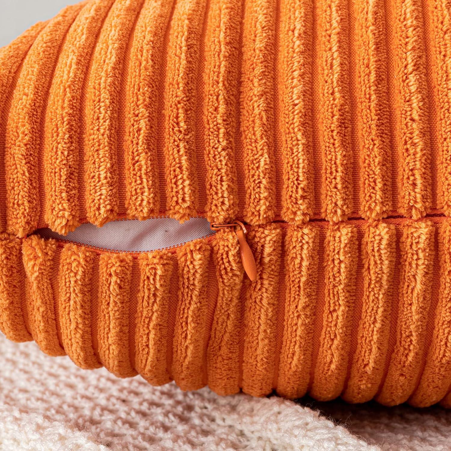 Herbst Kordsamt Zierkissenbezug 2er Set Orange 45x45cm