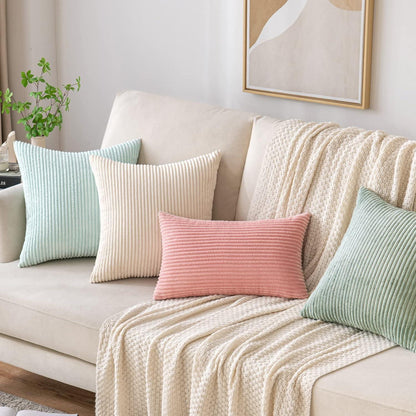 Kordsamt Kissenbezug Zierkissen 40x40cm Minze 2er Set Sofa Schlafzimmer