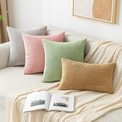 EMEMA Kissenbezug Kordsamt Zierkissenbezug 40x40 cm Taupe, 2er-Pack