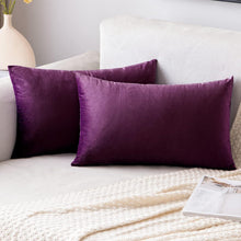 Samt Kissenbezug Dekorative Dekokissen 2er Set 30x50cm Aubergine