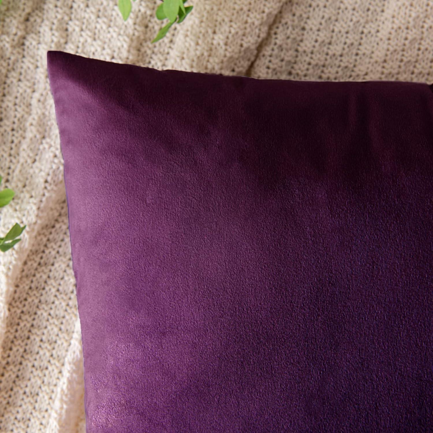 Samt Kissenbezug Aubergine Lila 2er Set 30x50 cm Sofakissen