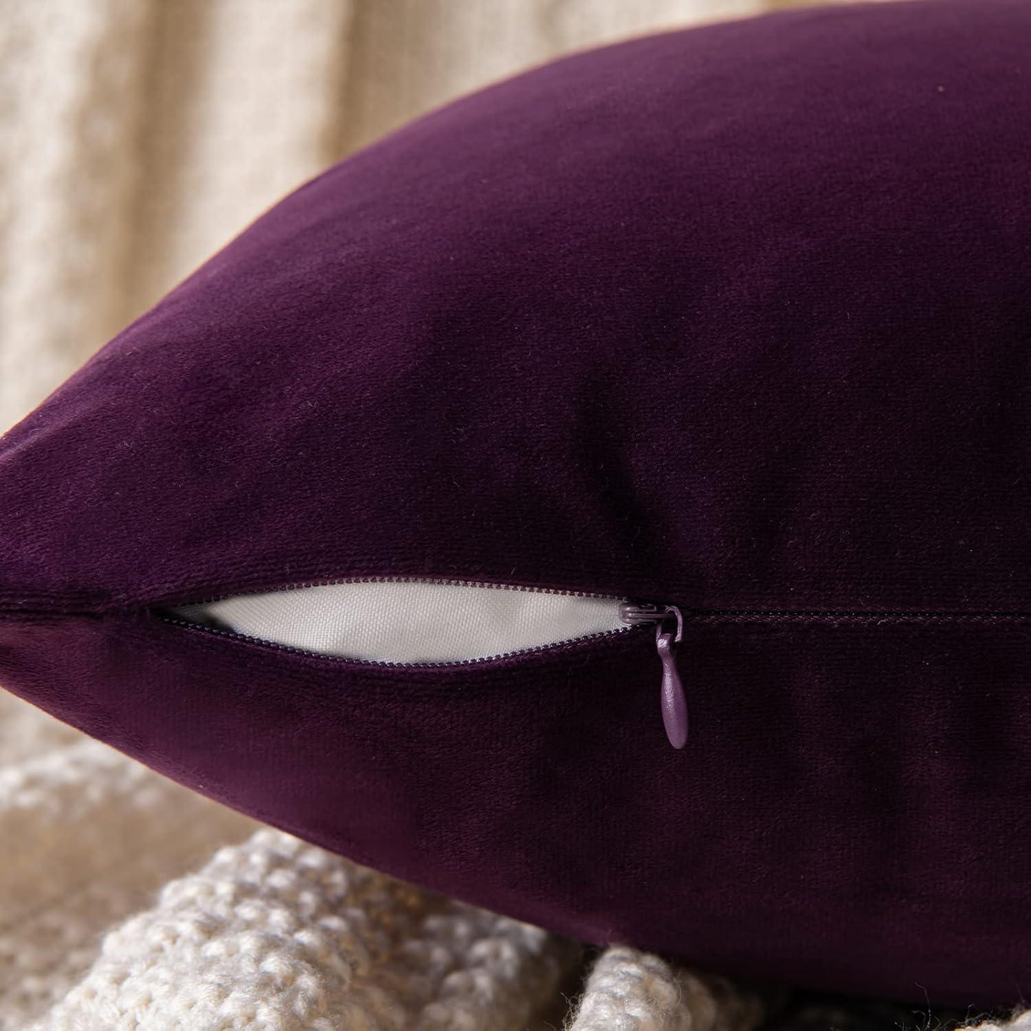 Samt Kissenbezug Dekorative Dekokissen 2er Set 30x50cm Aubergine